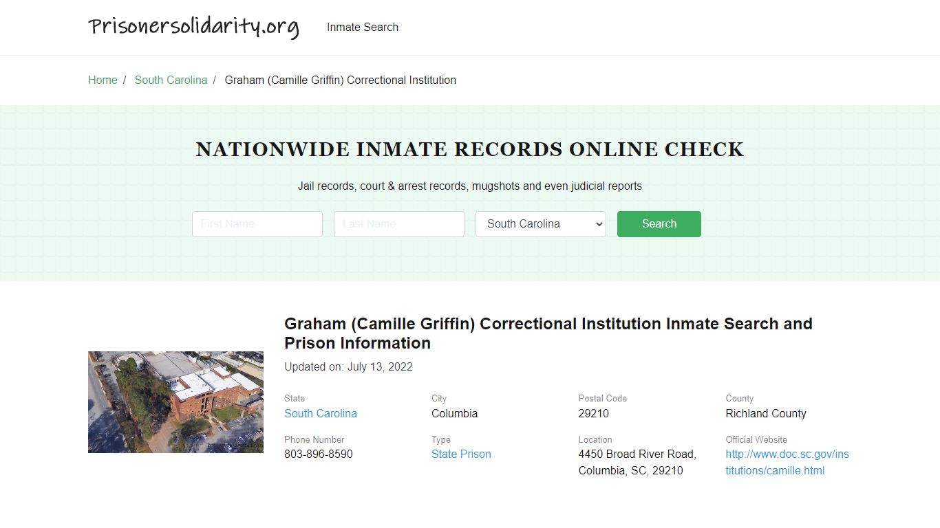 Graham (Camille Griffin) Correctional Institution Inmate Search ...